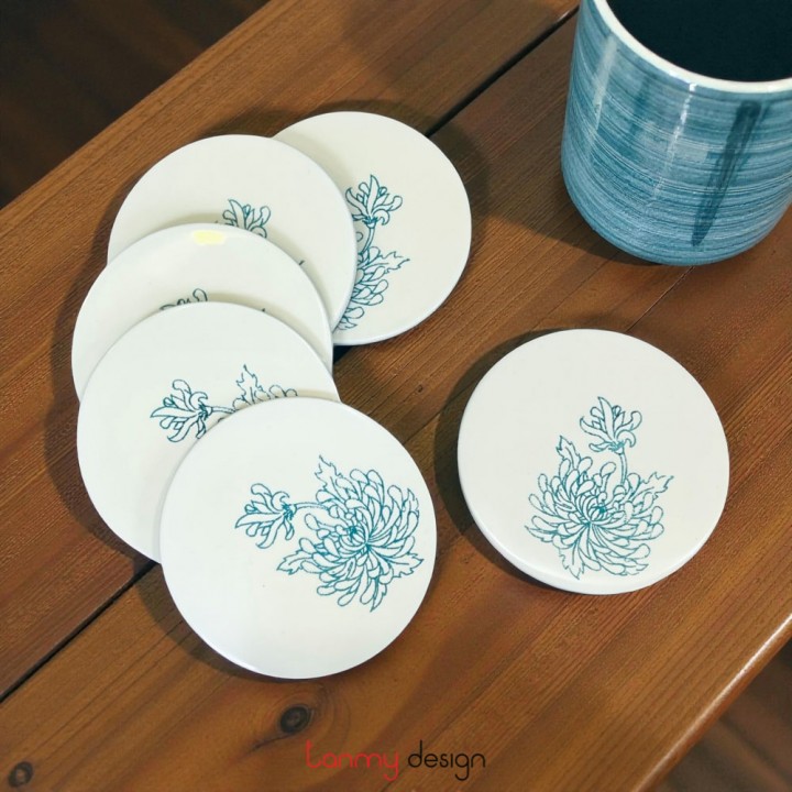 Bộ 6 lót cốc sơn mài thủ công khắc hoa ( các mẫu )